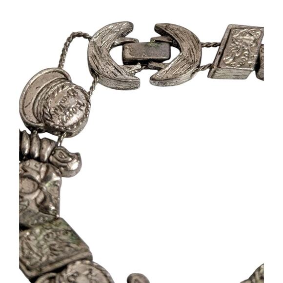 Vintage Tofa Happy Birthday Charm Slide Bracelet Silver Tone Cake Candle Gift - Picture 5 of 6